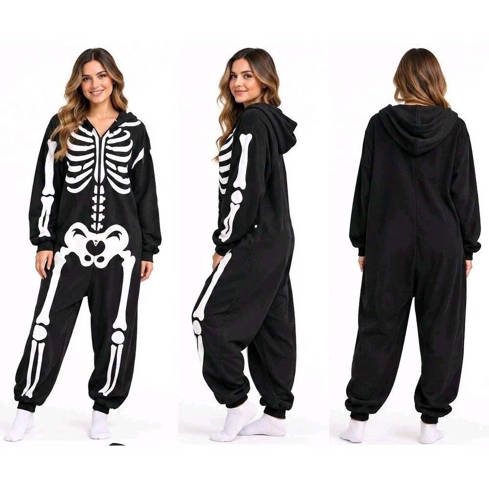 Spooktacular Creations Skeleton Zip Costume  Women’s S Oversized